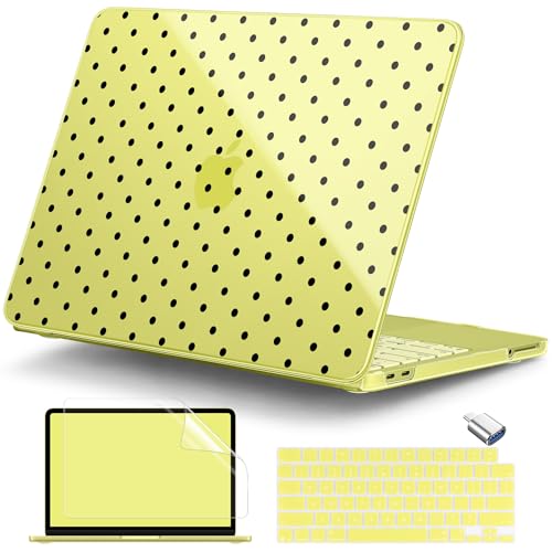 DONGKE for MacBook Neo 13 Inch Case 2026 (Model A3404, A18 Pro chip), Stylish Pattern Protective Hard Shell with Screen Protector, Keyboard Cover & USB-C Adapter - Citrus Polka Dots - color: Citrus Polka Dots