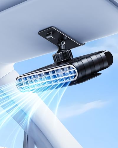 Car Clip on Fan for Sun Visor, 3000mAh Rechargeable Battery Powered Usb Fans That Blow Cold Air, Portable Car Cooling Fan for Cars without Ac, for Vehicle, Van, Suv, Rv, Truck, Black - color: Black