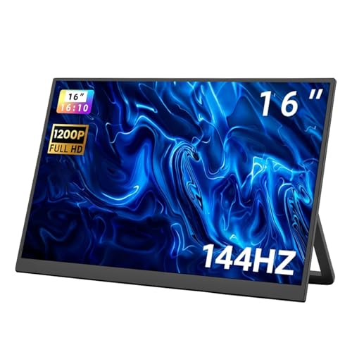 16 Inch Portable Gaming Monitor 144Hz 1200P FHD IPS,USB-C HDMI, Ultra Thin Second Screen for Laptop Switch PS5 Xbox, Eye Care Travel Monitor for Gamers - size: 16 Inch