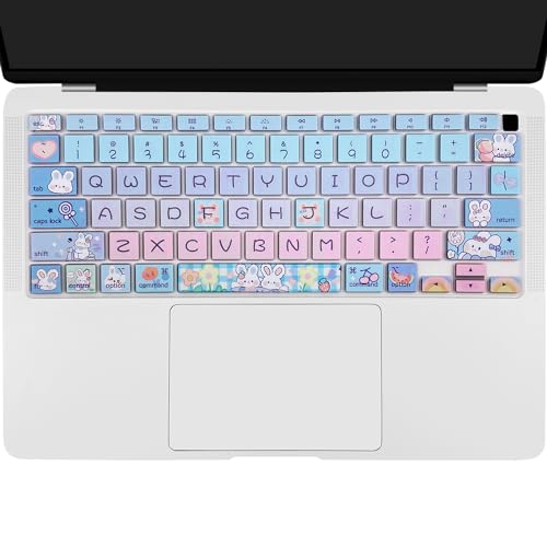 Silicone Keyboard Cover for MacBook Air 13 inch 2021 2020 Model A2179 A2337 M1 Chip, Cute Bunny - color: Cute Bunny