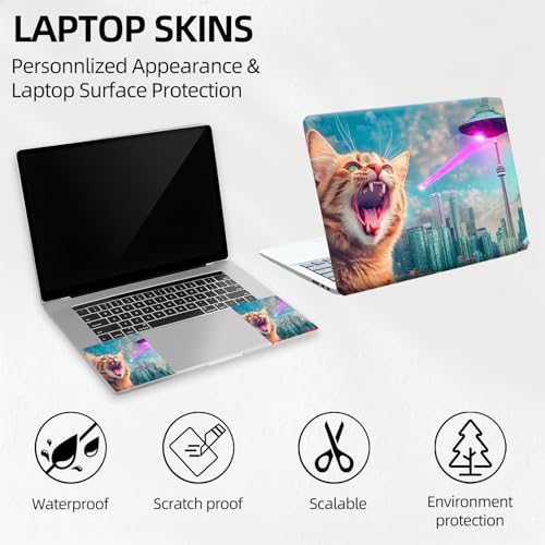 Laser Eye Space Cat Universal Laptop Skin Sticker 3PCS, Protective Decal Trim-to-Fit 11.6" 13.3" 14" 15.6" Laptop Vinyl Cover, Removable Anti-Scratch Computer Decal Protector - color: Laser Eye Space Cat