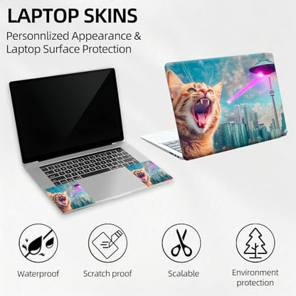 Laser Eye Space Cat Universal Laptop Skin Sticker 3PCS, Protective Decal Trim-to-Fit 11.6" 13.3" 14" 15.6" Laptop Vinyl Cover, Removable Anti-Scratch Computer Decal Protector - color: Laser Eye Space Cat