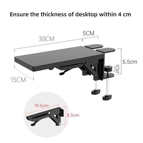 Sisyphy Ergonomics Desk Extender Tray, 11.8x5.9" Punch-Free Clamp on, Foldable Keyboard Drawer Tray, Table Mount Arm Wrist Rest Shelf, Computer Elbow Arm Support - color: Carbon, size: 5.9*11.8"(30*15cm)