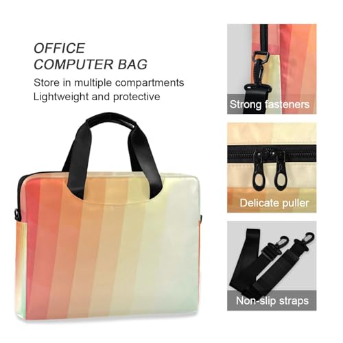 Travel Laptop Sleeve Bag Portable Crossbody Messenger with Handle and Shoulder Strap 15.6 inch Case Hard Cover with Zipper Retro Vintage Stripes Retro