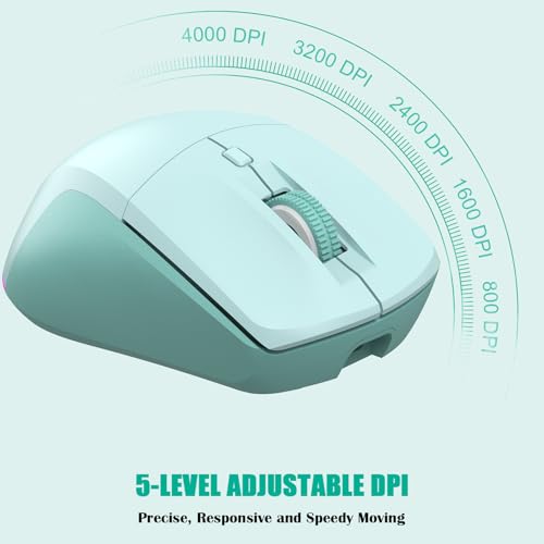 LeadsaiL Bluetooth Wireless Mouse, Rechargeable Dual Mode Computer Mouse with Side Buttons, Ergonomic Design, Silent Click, Adjustable DPI 800-4000, Compatible with MacBook, Windows Computers/Laptop