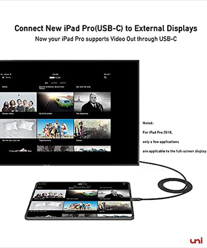uni USB C to HDMI Cable 3ft 4K@60Hz, ONE-Way MacBook Pro Type-C to TV HDMI | USB Type-C to HDMI, Braided Cable, Thunderbolt 3/4, MacBook Air, iPhone 17 Pro/Max, Samsung S24, Chromebook - size: 3FT