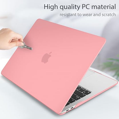 May Chen Compatible with New MacBook Air 13 inch Case 2021 2020 2019 2018 Release, Plastic Hard Shell with Keyboard Case for MacBook Air 13 inch with Retina Dispaly Fits Touch ID, Matte Pink - color: Pink