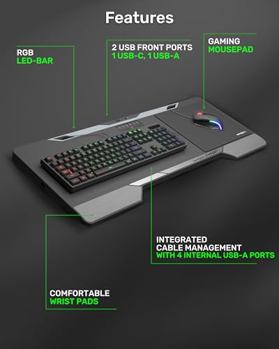Couchmaster Lapboard³ with HORIZONLIGHT RGB Bar, Ultimate Ergonomic USB-Hub Gaming Lap Board for Couch and Bed, Large, Stable and Compatible with All Keyboards and Mice, Laptops, PCs, PS4/5, Xbox - color: Black Lapboard³