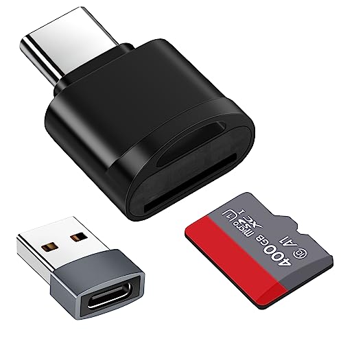 TF Card Reader, Micro SD Card Reader, Type C TF Memory Card Reader Adapter with USB C to USB Adapter Compatible with Laptops, MacBook, Samsung Galaxy (Black) - color: Black