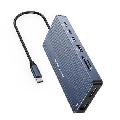 USB C Docking Station Dual Monitor, 14 in 1 USB C Hub, Adapter with 2 HDMI+DP(4K60Hz), Ethernet, 3 USBC 10G,100W PD, SD/TF, Audio, Laptop Docking Station for Dell/HP/Lenovo/ThinkPad/Surface (Grey) - color: Grey