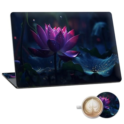 Laptop Skin Sticker Decal 15.6 Inch,12 13 13.3 14 15 15.6 in Laptop Netbook Skins for Notebook,Art Decal Removable Waterproof Scratch Resistant,Universal Vinyl Cover,Pink Lotus Cute - color: Pink Lotus Cute