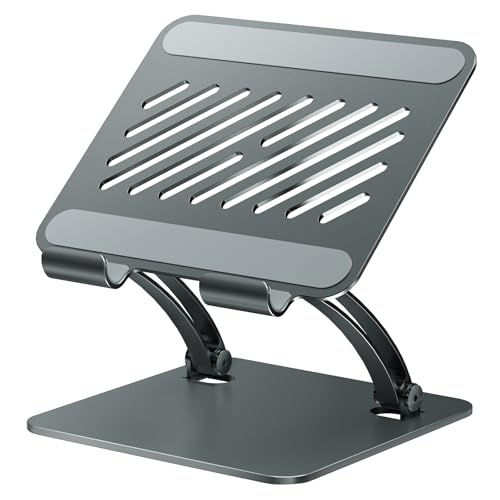 tounee Tablet Holder Stand, Dual Rod Adjustable Aluminum Desktop Stand, Compatible with 4.7-16.9" iPads, Surface Tablets, Portable Monitors, Kindle & More (Gray) - color: Gray