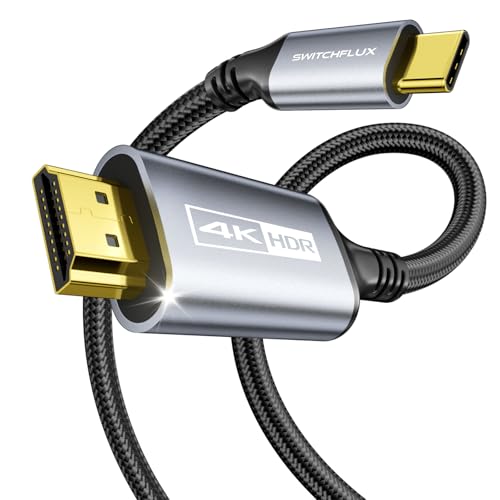USB-C to HDMI Cable 6Ft [4K@60Hz] High-Speed USB Type C to HDMI 2.0 Braided Cord (Thunderbolt 3/4 Compatible) for iPhone 15 Series, MacBook Pro/Air, iPad Pro, Galaxy S8 to S23 - size: 6FT, style: 1 Pack