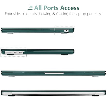 MEEgoodo for MacBook Air M5/M4/M3/M2 13 inch Case 2026-2022, Fit Model A3449/A3240/A3113/A2681, Glossy Case for MacBook Air 13.6 inch with TPU Keyboard & Webcam Cover & OTG Adapter, Deep Teal - color: Deep Teal