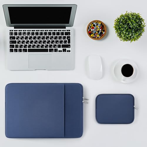 RAINYEAR 13 Inch Laptop Sleeve Compatible with 13.3" MacBook Air/Pro M1 M2 M3 M4 M5 A3449 A3240 A3113 A2681 A2338 Case Cover Bag with Front Pocket Accessories Pouch (Navy Blue) - color: Navy Blue, size: 13"