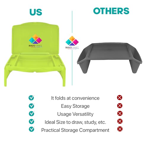 MAVOCRAFT Foldable Kids Lap Tray with Storage - Portable Lap Desk Kids & Adults - Kids Lap Desk for Breakfast in Bed, Serving Tray, Car Desk & Gaming (Green) - color: Green