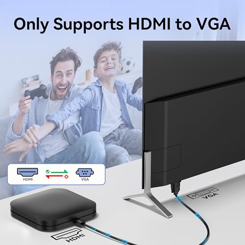 6ft HDMI to VGA Cable – 1080P HD Video Converter Cord for Laptop, TV Box, PS4, Monitor, Projector (Black, 1.8M) - style: HX60-1.8M
