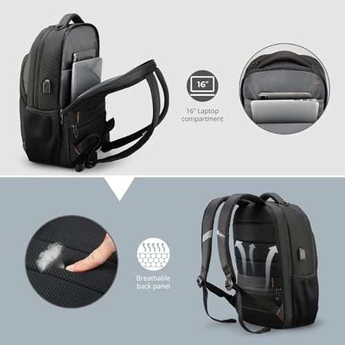 Swissdigital Design Backpack for Men & Women Fit 16 Inch Computer SD1670-01 | Travel Laptop Backpack, College Bag, Business Backpack, with USB Charging Port, RFID Protetion Pocket, Water Bottle, Black - color: Black