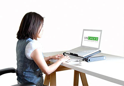 WorkEZ Light Adjustable Height Laptop Stand for Desk, Ergonomic Laptop Holder, Foldable Computer Stand, Cooling Computer Holder Notebook Riser for Desk, Black - color: Black