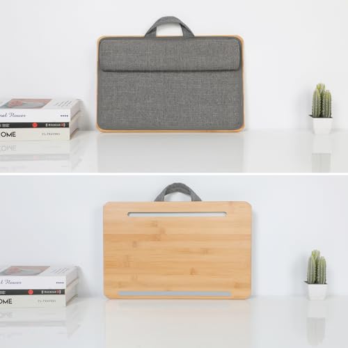 SUMISKY Portable Laptop Desk with Cushion and Phone Holder Bamboo Laptop Stand for Sofa Fits Up to 14 Inches - size: S(16.5"x10.8")