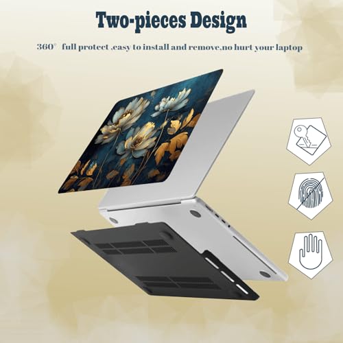 Laptop Shell for MacBook Air 11 inch Case 2015 2014 2013 2012 2011 2010 Release Model A1465 A1370,Air 11.6" Snap on Protective Laptop Hard Case & Keyboard Cover,Blue Gold Flower - color: Blue Gold Flower, size: Air 11" 2010-2015(A1370/A1465)