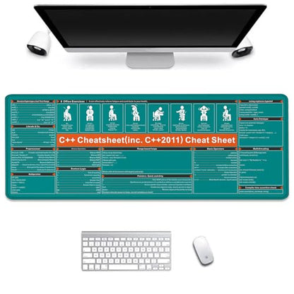 C++ Cheat Sheet Mouse Pad Desk Mat for Keyboard and Mouse Laptop Mouse Pad XL Mousepad with Stitched Edge Non-Slip Rubber Base for Office School Home - color: 38C++