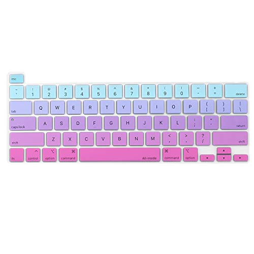 Allinside Soft Silicone Keyboard Cover for MacBook Pro 13 inch (A2338 M1 A2251 A2289, 2020–2023) & MacBook Pro 16 inch (A2141, 2019–2020) with Touch Bar & Touch ID, US Layout, Ombre Blue Pink - color: 03 Ombre Blue Pink, size: 2019-2020 Macbook Pro 13/16