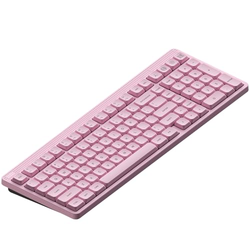 NuPhy Node100 Wireless Mechanical Keyboard, Hot Swappable Custom Low Profile Keyboard, 103 Keys Computer Gaming Keyboards, Supports Touch Gestures, PBT Keycaps, RGB Backlit, Bluetooth/2.4GHz/USB-C - color: Pink, size: Low-profile Blush Nano Switch