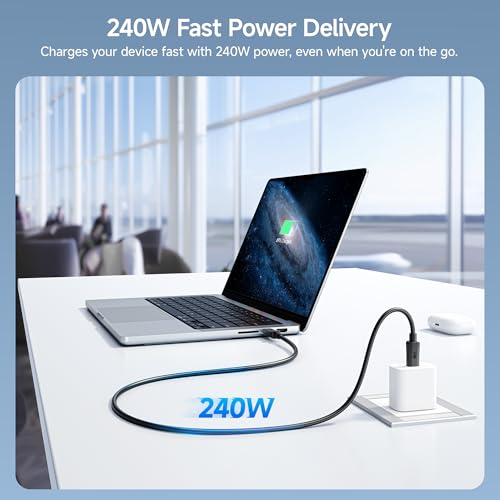 Cable Matters Long USB C Monitor Cable - 8.2ft / 2.5m, Supports Up to [4K@60Hz Video, 240W Charging, 5Gbps Data Transfer], USB C Display Cable, USBC Video Cord, Works with CarPlay, Android Auto - size: 8.2 ft