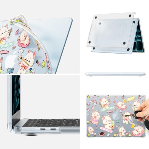 Batianda Premium Clear TPU Case for New MacBook Air 13.6" M5/M4/M3/M2 with Fun Pattern, Ultra-Slim Lightweight Protective Shell with Anti-Yellowing, Scratch Resistance & TPU Keyboard Cover, Cute Puppy - color: Cute Puppy