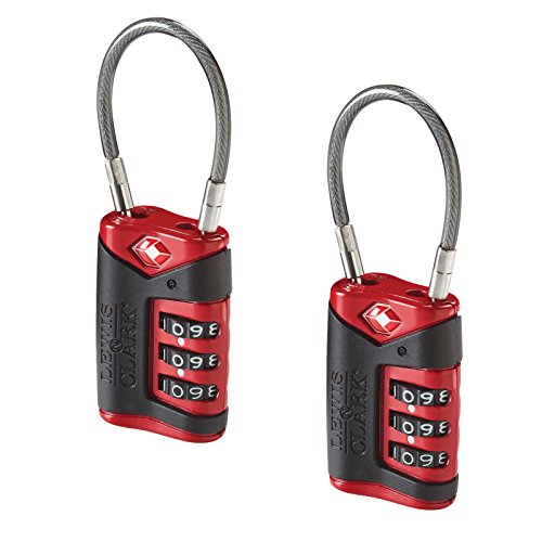 Lewis N. Clark TSA-Approved Combination Luggage Lock with Steel Cable (2-Pack), Red, One Size - color: Red, size: 2 Pack