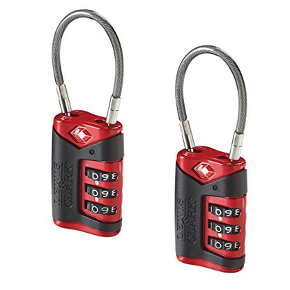 Lewis N. Clark TSA-Approved Combination Luggage Lock with Steel Cable (2-Pack), Red, One Size - color: Red, size: 2 Pack