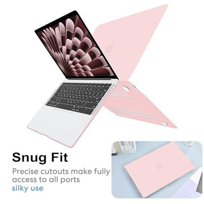 AKIT Compatible with MacBook Air 15 inch Case 2026 2025-2023 M5 M4 M3 M2 A3448 A3241 A3114 A2941, Slim Matte Hard Shell Laptop Case+Screen Protector+Keyboard Cover for MacBook Air 15 inch, Chalk Pink - color: Chalk Pink