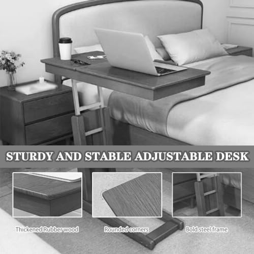 Adjustable Height Standing Desk Bedside Lifting Stand Up Desk, Tiltable Desktop Sofa Side Table, Laptop Table with Locking Wheels, Reversible and Foldable Workbench(Primary Color) - color: Primary Color