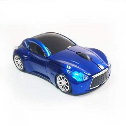 Car Mouse for Computer, Wireless Car Shaped Mice for Laptop, PC, Mini Cute Mouse with 2.4Ghz USB Receiver, 3D, 1600DPI, Silent Clicks, LED Headlights (Blue) - color: Y-Blue