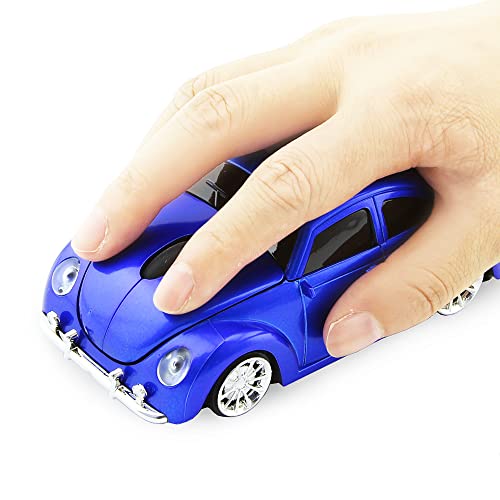 elec Space Usbkingdom 2.4GHz Wireless Mouse Cool 3D Sport Car Shaped Ergonomic Optical Cordless Mice with USB Receiver for PC Laptop Computer Notebook 1600DPI Blue - color: blue