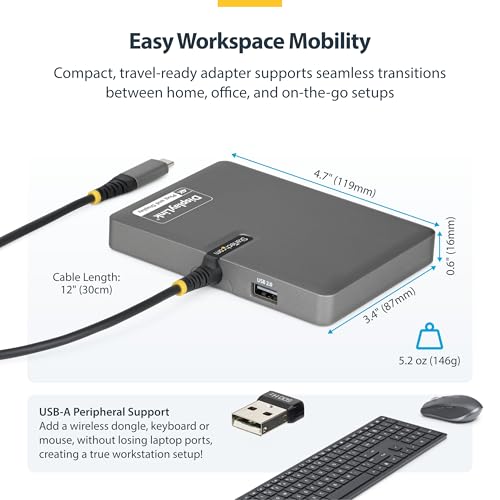 StarTech USB-C to Quad DisplayPort Workstation Dock, 4K 60Hz, 4K 120Hz, TAA | 140W PD passthrough, DisplayLink DL7400, Keyboard & mouse, Mac M1-M5, USB4, Thunderbolt, Four DP monitors, Windows, 4K60