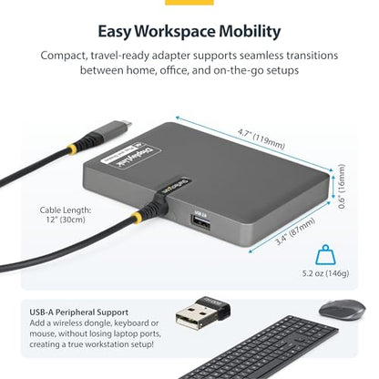 StarTech USB-C to Quad DisplayPort Workstation Dock, 4K 60Hz, 4K 120Hz, TAA | 140W PD passthrough, DisplayLink DL7400, Keyboard & mouse, Mac M1-M5, USB4, Thunderbolt, Four DP monitors, Windows, 4K60