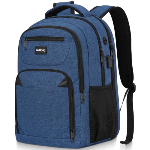 kadilong Laptop Backpack for Women & Men,Business Anti Theft Slim Computer Bag with USB Charging Port,Water Resistant College Computer Bag for Teens Boys Fits 15.6 Inch Laptop and Notebook, Blue - color: Darkblue, size: 15,6 inch