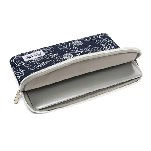 canvaslife Waterproof Pattern 13 inch Canvas Laptop Sleeve with Pocket 13 inch 13.3 inch Laptop 13 case13 Sleeve (Blue Leaves) - color: Blue Leaves, size: 13 inch/13.3 inch