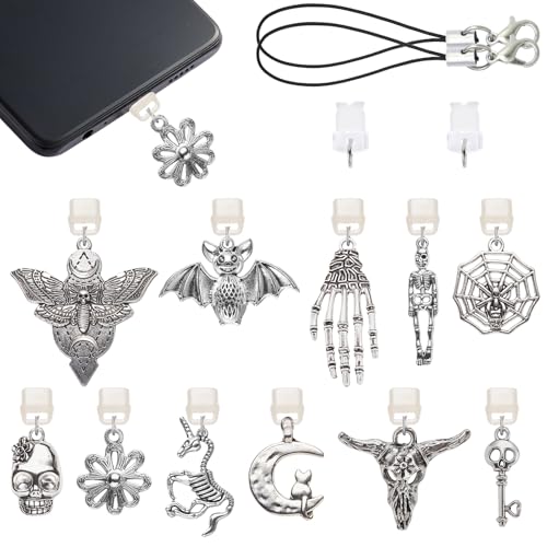 7-15Pcs Dust Plug Charm Type C USB C Dust Plug with Alloy and Resin Pendants for Phone Reader Accessory Gifts - color: Halloween