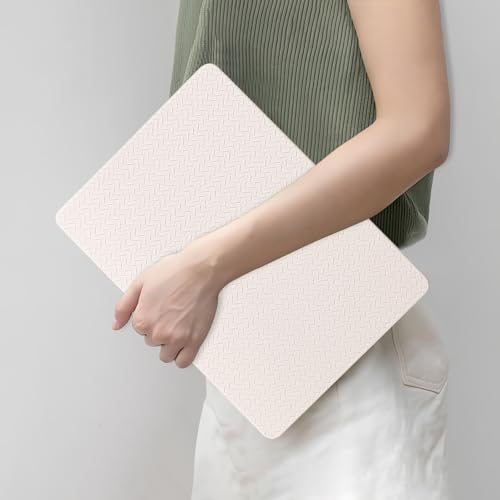 Woven Logo Cutout Case for MacBook Air 15 inch 2026 2025-2023 M5 M4 M3 M2 | Model A3448 A3241 A3114 A2941, Woven Fabric Mac Air 15 Case Braided Textured Leather Hard Shell Cover & Keyboard Skin, Beige - color: #Woven Beige