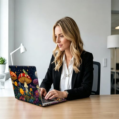 Frogs On Mushrooms Night Universal Laptop Skin Sticker 3PCS, Protective Decal Trim-to-Fit 11.6" 13.3" 14" 15.6" Laptop Vinyl Cover, Removable Anti-Scratch Computer Decal Protector - color: Frogs On Mushrooms Night