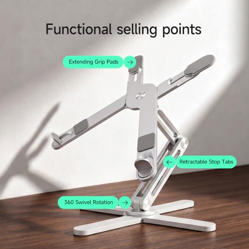 Model-X 3.0 Laptop Stand, Ladjustable Laptop Stand Desk, Ergonomic Laptop Stand Desk，360 Rotating Laptop Riser