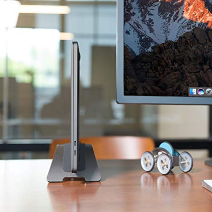 Twelve South BookArc for MacBook, Space-Saving Vertical Desktop Stand, Grey | Compact Laptop Stand for Comfortable Desktop Setup, Saves Space While Allowing Connection to Larger Display, Silicone Insert - color: Space Grey