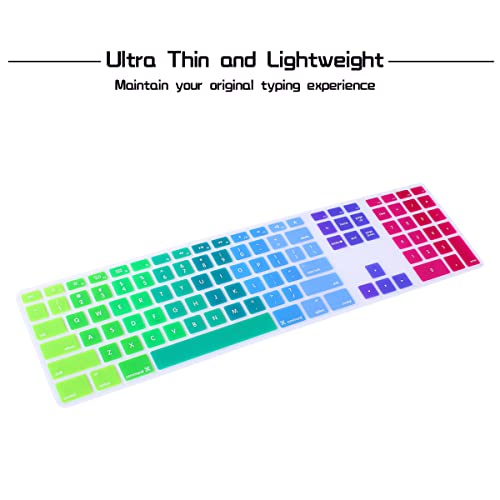 HRH Rainbow Silicone Keyboard Skin Cover for iMac Wired USB Full Size Keyboard with Numeric Keypad A1243(G6 MB110LL/B and MB110LL/A) - color: Dazzle Rainbow