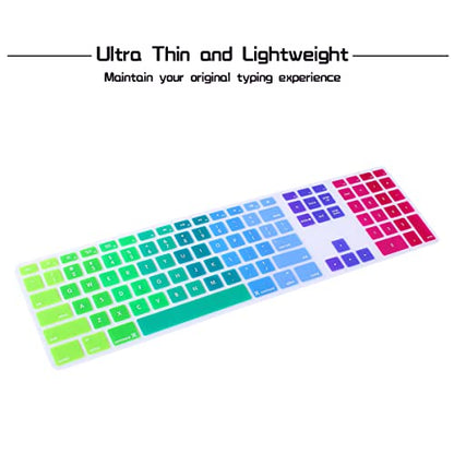 HRH Rainbow Silicone Keyboard Skin Cover for iMac Wired USB Full Size Keyboard with Numeric Keypad A1243(G6 MB110LL/B and MB110LL/A) - color: Dazzle Rainbow