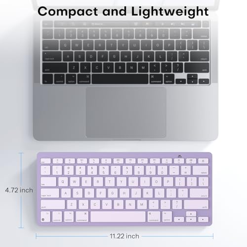 OMOTON Ultra-Slim Wireless Keyboard for Mac, Stable Bluetooth Connection, Ergonomic Tilt Angel, Auto Sleep Energy Saving & Portable for Business Trip & Travel, Compatible with MacOS 10.10+, Purple - color: Purple
