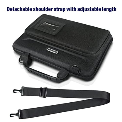 IBENZER EVA Stay-in Protective Case for 11" MacBook Air/Asus/Acer/Samsung/HP/Lenovo Chromebook Laptop, Hardshell Laptop Bag with ShoulderStrap+Handle+Pocket for K-12 Students,Work,Black, EVA-LSPK-BK - size: 11 INCH With Pocket