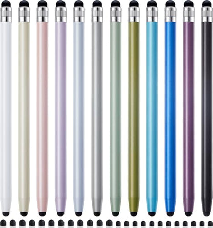 12Pcs Stylus Pen for Touchscreen, 2-in-1 Stylus Pen for iPad | High Precision & Sensitivity, Aluminum Body, Suitable for iPad/iPhone/Android Smartphones and Tablets and All Touch Screens